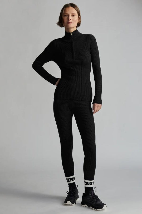 Women's ribbed knit leggings - black